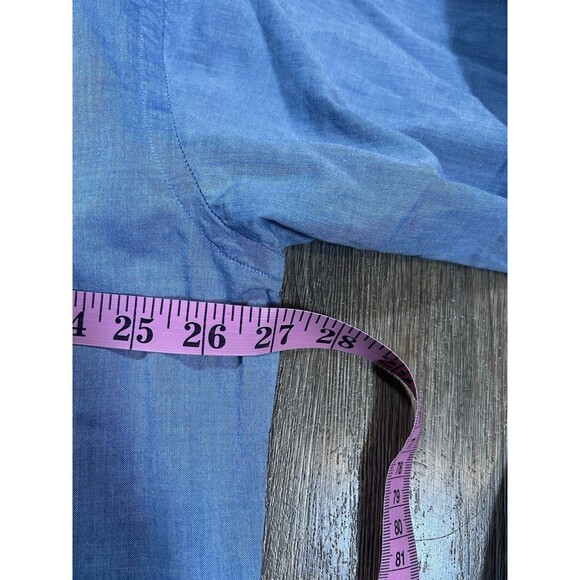 Gitman Bros Shirt Mens Blue Chambray Long Sleeve Pocket Preppy USA Sz 19-34 Big - Picture 9 of 10